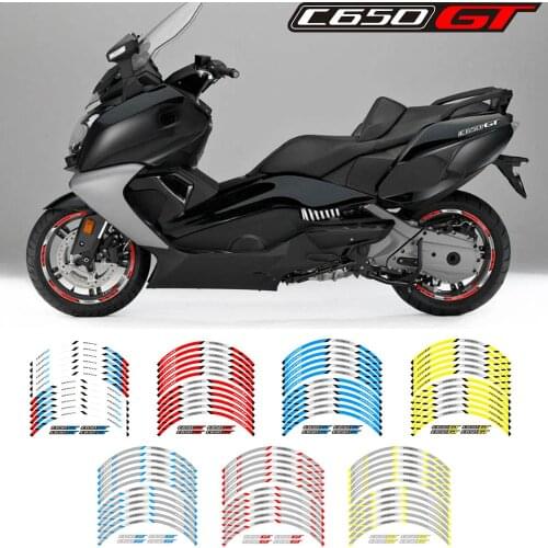 New high quality 12 Pcs Fit Motorcycle Wheel Sticker stripe Reflective Rim For BMW C650GT