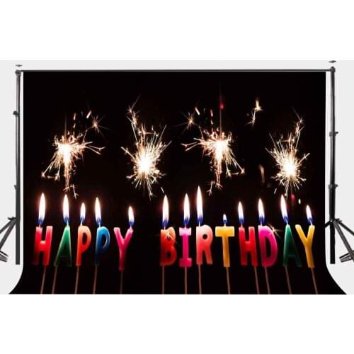 150x220cm Birthday Backdrop Colorful Burning Candles Booming Fireworks Photography Background Newborns Children Birthday Party