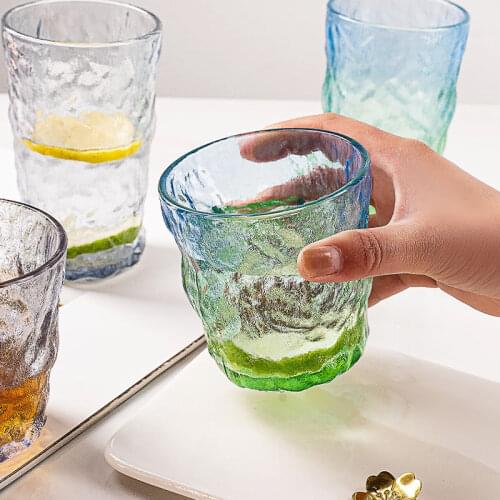 Irregular Shape Glacier Glasses Cups Nordic Restaurant Juice CUP Bubble Water Gradient Mugs 2pcs High Temperature Water Cups