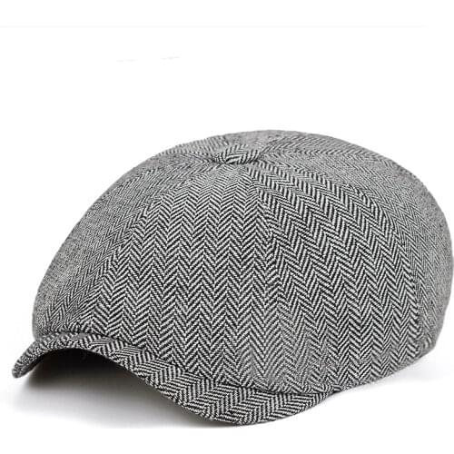 2020 High Quality Men Beret Vintage Herringbone Gatsby Tweed Peaky Blinders Hat Newsboy Beret Hat Spring Flat Peaked Beret Hats