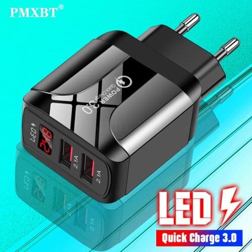 5V 2.4A LED Display USB Charger Dual Port Fast Charging Wall Phone Charger For iphone 8 Samsung Xiaomi USB Adapter EU US UK Plug