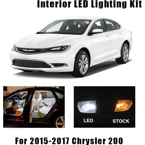 9pcs White Canbus LED Interior Light Map Dome Bulbs Kit Fit For 2015 2016 2017 Chrysler 200 Reading Ceiling TrunkLicense Lamp