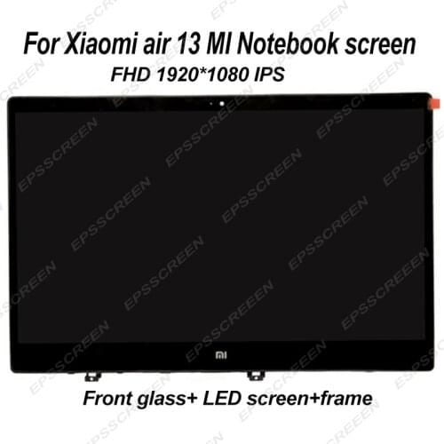For XIAOMI AIR MI notebook 13 laptop screen LED LCD panel+front glass display MATRIX MONITOR FHD IPS 30 PIN ASSEMBLY+ bezel