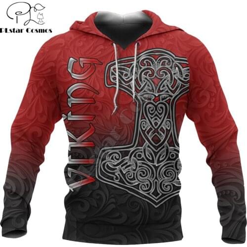 Viking Fashion Hoodie Mjolnir Thors Hammer 3D Printed Mens Zip Up Hoodie Harajuku Streetwear Unisex Casual Tracksuits KJ0142