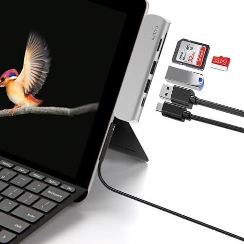 AJIUYU USB C Hub to Multi USB3.0 Dock HDMI Adapter TF SD Card Reader PD Charge For Microsoft Surface Go Go2 10.1 Type-c Ports