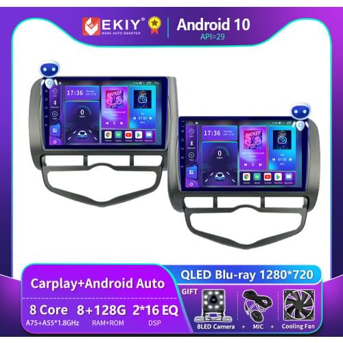 EKIY 9'' IPS Touch Screen DVD Media Player For Honda Fit Jazz 2004 2005-2007 Android 9.0 GPS Navigation Stereo Car Radio Wifi