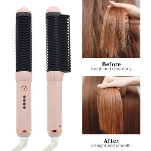 Electric Hair Straightener Brush Professional Hot Comb Straightening Men Beard Straightener Fast Heating Ceramic Curling Irons