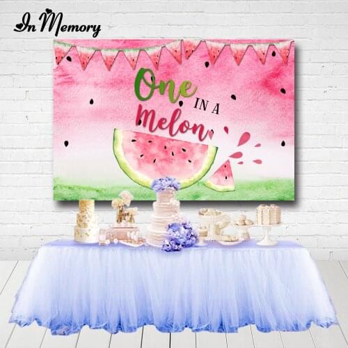 InMemory Wtermelon Red Creen Birthday Party Photography Backgrounds Girls Baby Shower Newborn Party Backdrops Custom Photocall