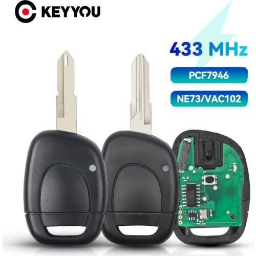 KEYYOU For Renault Remote Car Key For Renault Master Kangoo Clio Twingo NE72 Blade PCF7946 Chip 433MHZ 1 Button Uncut Blade