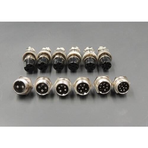 5 set GX12 XLR 12mm 2 3 4 5 6 Pin Female Plug Male Audio Cable Adapter Chassis Mount Socket Aviation Connector