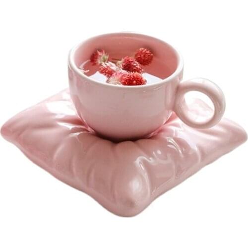 Creative Cute Coffee Cup Luxury Nordic Ceramic with Spoon Simple Color Porcelain Large Capacity Mug Drinkware DA60BYD