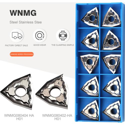 10PCS WNMG080408 HA H01 WNMG 080408 Aluminum cutter blade Insert Cutting Tool turning tool CNC Tools AL +TIN Alloy wood