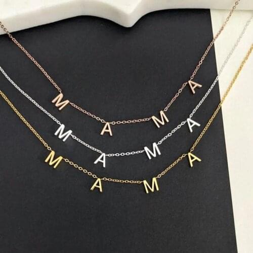 Minimalism MAMA Letter Necklaces For Women Nameplate Jewelry Stainless Steel Rose Gold Initials Necklaces Mom Motherday Gifts