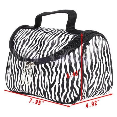 Promotion Fashion Ladies Nylon Bag Zebra Stripes Gold Capacity Makeup Bag