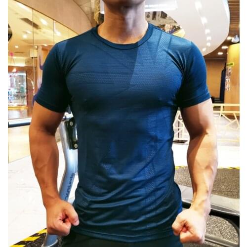 Men Running Tight Short T-shirt compression Quick dry t shirt Male Gym Fitness Bodybuilding jogging Tees Tops Clothing New 2020