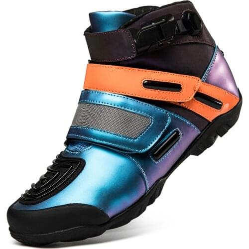 Orange Motorcycle Boots Moto Motorbike Breathable Riding Equiment Motorboats Motocross Touring Biker Shoes Casual Chopper Men