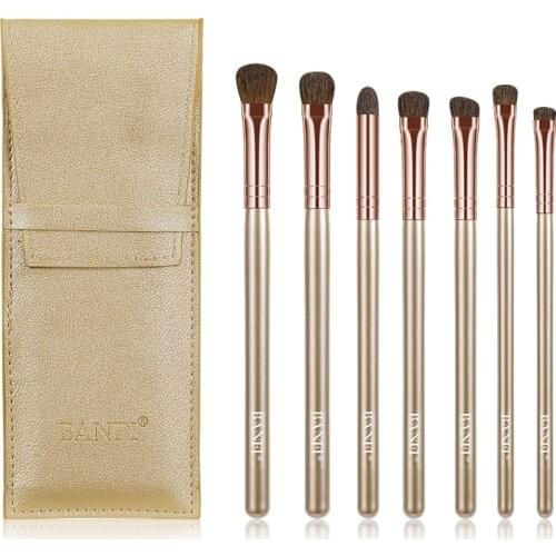 7pcs Eyeshadow Makeup Brushes Soft Natural Animal Hair Wood Handle Eye Shadow Blending Make Up Brush Set With Bag Cosmetic Tools