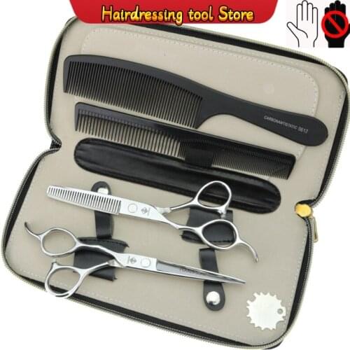 Silver 6 Inch Left Hand Hairdressing Scissors 440C Hair Salon Professional Barber Scissors Set Stainless Steel Type Model Number