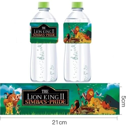 12pcs/lot Lion King Guard Stickers Simba Mineral Water Bottle Label Baby Shower Birthday Party Decor Jungle Animals Pet Zoo Part