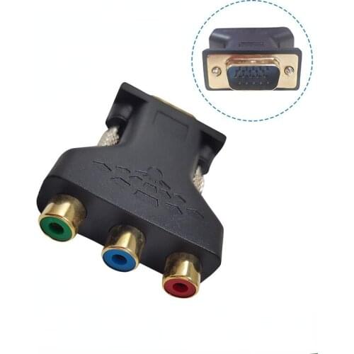 New Arrival VGA RCA Adapter 3RCA Video Female To HD 15 Pin VGA Converter Style Component Video Jack Adapter