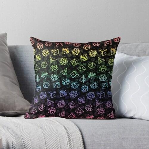 Pillowslip D20 Dice Set Pattern (Rainbow) Throw Pillow 100% Cotton Decor Pillow Case Home Cushion Cover 45*45cm