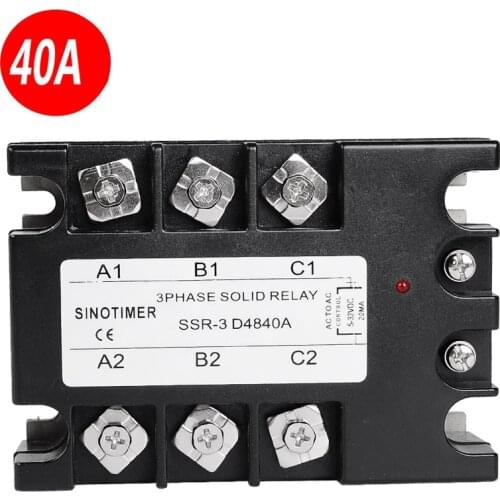 SSR Releys D4840A 3 Phase Solid State Relay 40A DC-AC 30-480V AC Output Module Switch Relay