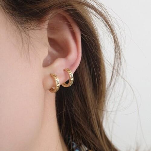 Silver Plated Roman Numerals Round Geometric Earrings Womens Retro Earrings Accessories Hip Hop Party Womens Jewelry