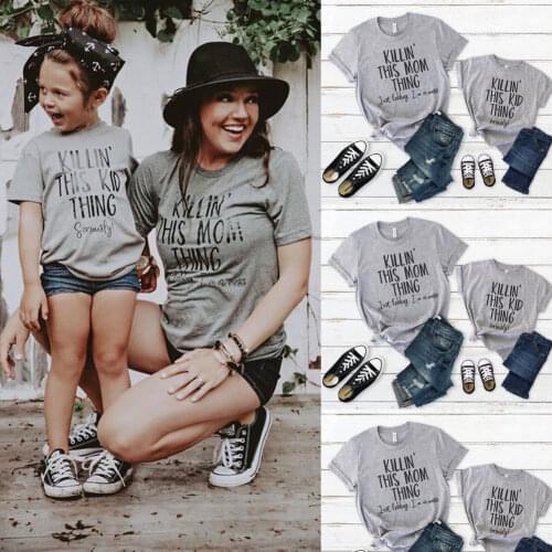 Pudcoco Mom and Me Top-Clothes Kids Girls Women Matching T-shirt Grays 2019 Tops Outfits Family Set