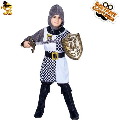 Purim Boy Crusader Warrior Costumes Halloween Cosplay Roman Soldier Outfits Carnival Fancy Dress Fashion Children Knight Costume