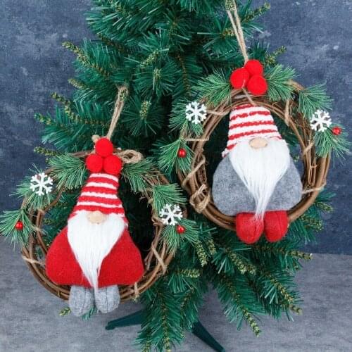 Christmas Decoration for Home Faceless Santa Claus Garland Rattan Round Hanging Pendant Snowflake Rattan Christmas Tree Ornament