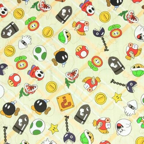 Cartoon Game Mushroom Print 100% Cotton Fabric for Boy Clothes Bedding Set Hometextile Cushion Cover Backpack DIY
