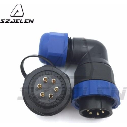 SD20TA-ZM, 90 degree elbow connector, 6 pin waterproof connector ,IP67, 6 pin LED power cable connector pancl cutout 20mm