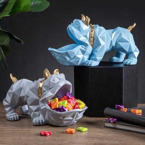Nordic Lucky Dog Geometric Animal sculpture Ornament Decorations Coffee table candy dish Door shoe key storage items ornaments