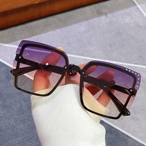 Fashion Rimless Square Sunglasses Women Men Vintage Luxury Brand Sun Glasses Gradient Shades for Ladies Gafas De Sol