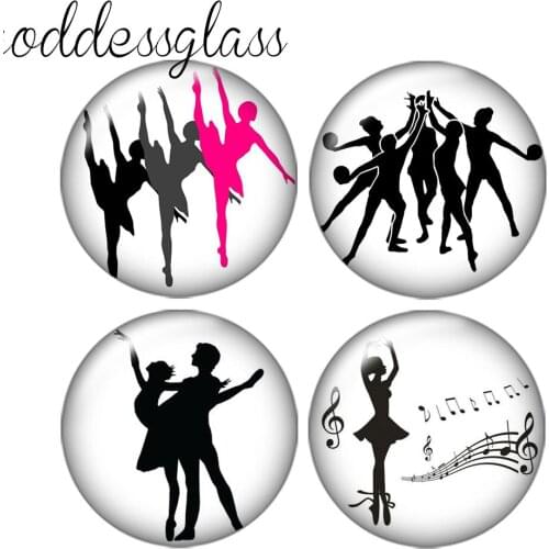 Dancing ballet gymnastics 10pcs 12mm/18mm/20mm/25mm Round photo glass cabochon demo flat back Making findings ZB0407