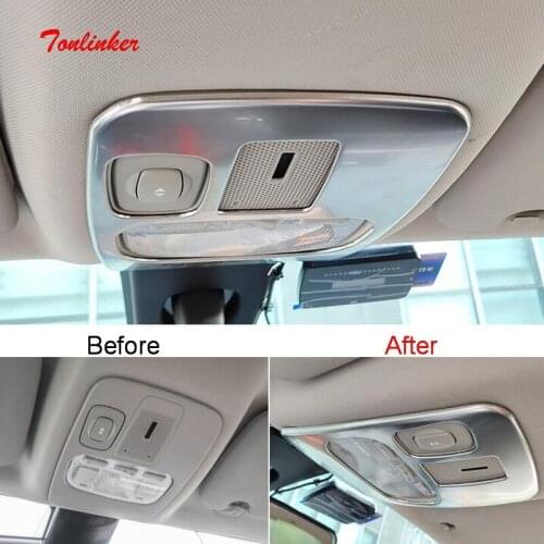 Tonlinker Interior Car Front Readlight Cover Stickers for CITROEN C5 2012-19 Car Styling 1 PCS Stainless steel Cover stickers