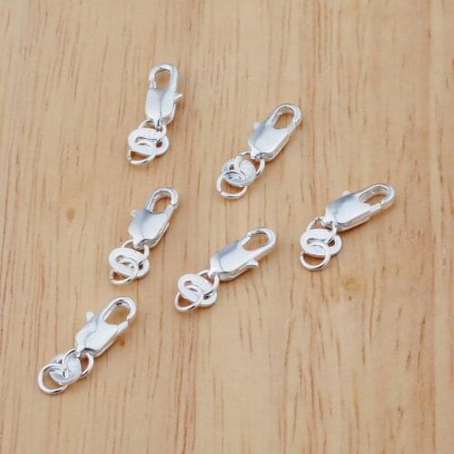 10PCS 4*18mm Real 925 Sterling Silver Lobster Clasps For Necklace Bracelet With Pj005