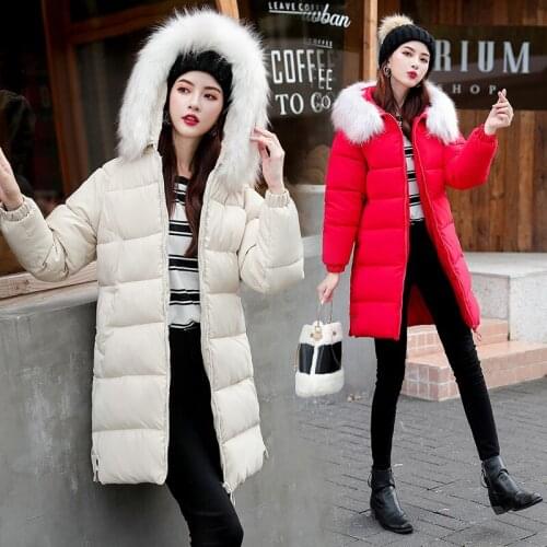 Coat Jacket Women 2019 New Faux Fur Collar Winter Coats Cotton Padded Thicken Long Fashionwinter Clothes Women Vestidos YLZ907