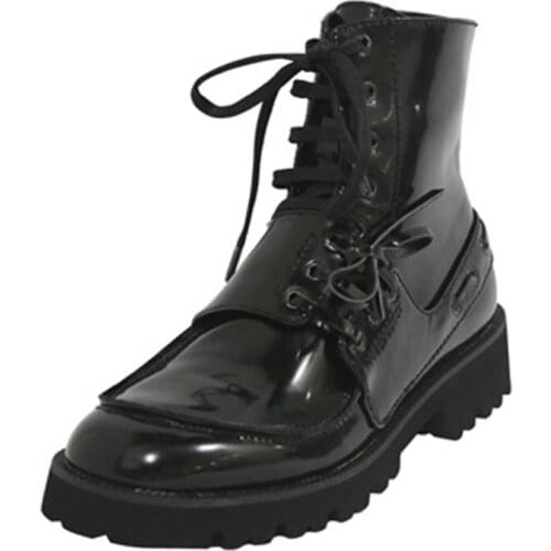 2021 autumn winter womens Martin boots high quality patent leather fabric cross strap fashion round toe women ankle boots