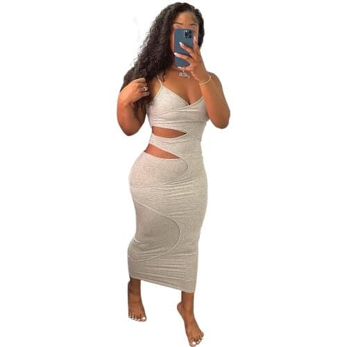 NOXNEX Womens Dresses Sexy Cut Out Strap Maxi Dresses for Women Solid Color Bohemian Spaghetti Strap Down Swing Midi Dress