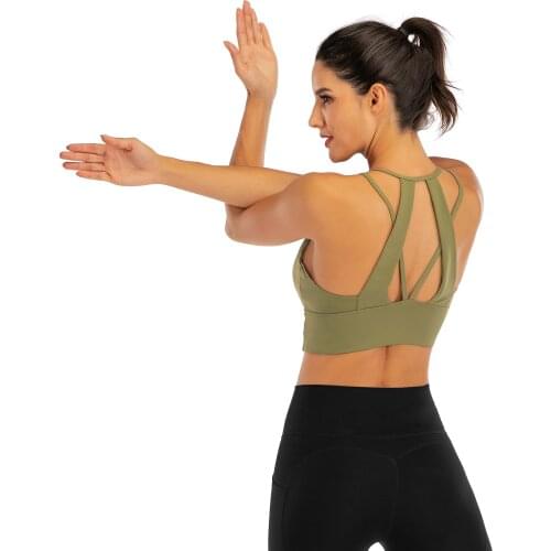 Women Fitness Bra Sports Wear For Women Gym Integrated Fixed Cup Cross Back Womens Underwear Tops For Fitness