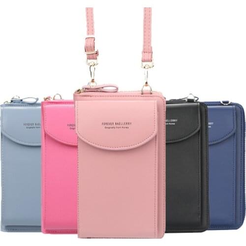 Womens Wallet Shoulder Mini Leather Bags Straps Mobile Phone Big Card Holders Wallet Handbag Money Pockets Girls Small Bags