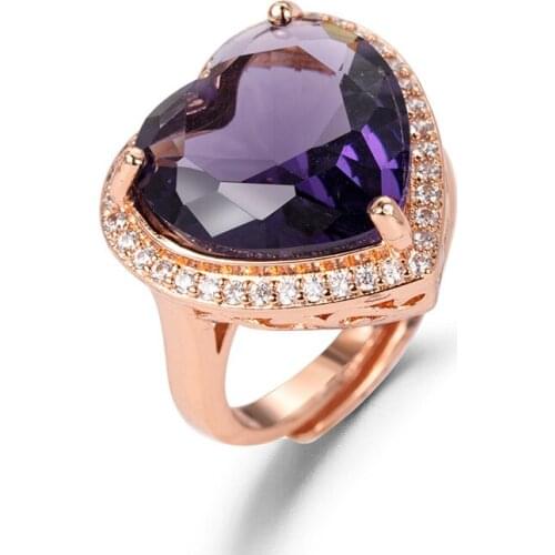 New Ring for Women 925 Silver Jewelry Heart Shape Amethyst Zircon Gemstone Finger Rings Accessories Wedding Party Gift Wholesale