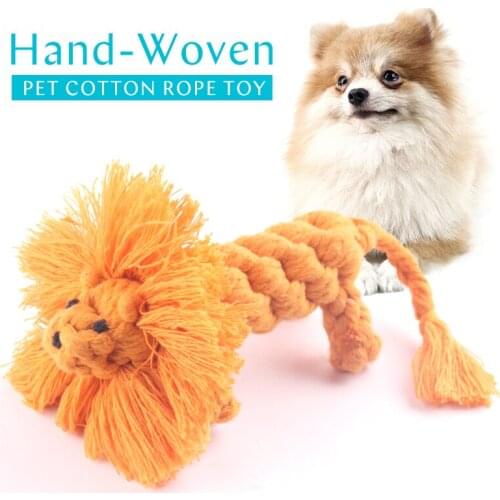 Lion Shape Dog Chew Toy Non Toxic Hand Woven Cotton Rope Clean Molars Tooth Pets Toys Prevent Boredom Interaction Pet Products