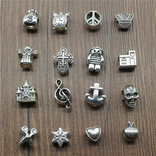 3pcs Antique Silver Color European Big Hole Beads Charm Jewelry Accessories For Bracelet Making