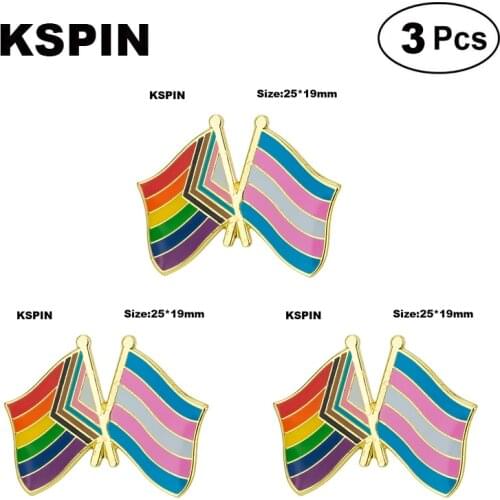 Progress Pride & Transgender pride Flag Lapel Pin Flag badge Brooch Pins Badges 3Pcs a Lot