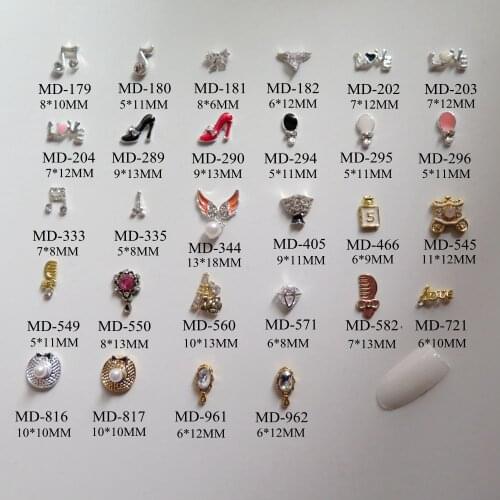 3D 10pcs/bag Different Metal Music Sign Love High-Heel Mirror Tower Diamond Deco Nail Decoration Metal Shinny Deco 2