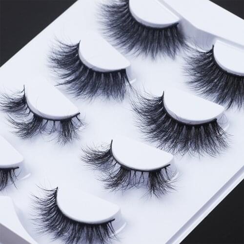 4pair Fluffy Mink Lashes Short Messy Wispy Natural Eyelashes 10mm-25mm handmade 100% Real 3D Mink Eyelashes Makeup False Lashes