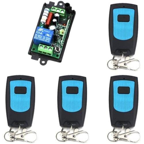 AC110V 220V 10A relay 1CH wireless RF Remote Control Switch 4 Transmitter+ 1 Receiver SKU: 5338