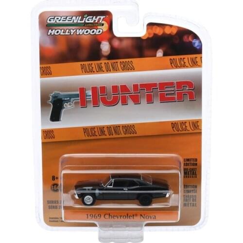 Greenlight cars 1/64 Detective hunter 1969 chevrolet NOVA Police car Collect alloy die-casting car model toys